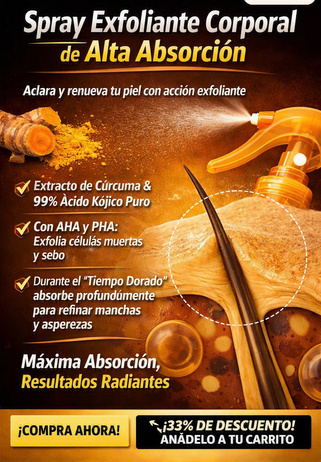 Dr.Melaxin - Spray Corporal Peel Shot Exfoliating Kojic Acid Turmeric Spray